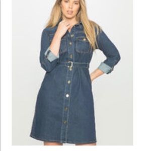 Eloquii Belted Denim Shirt Dress